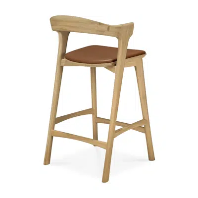 Image for Bok counter stool - varnished oak - Cognac leather - 50x50x93 cm