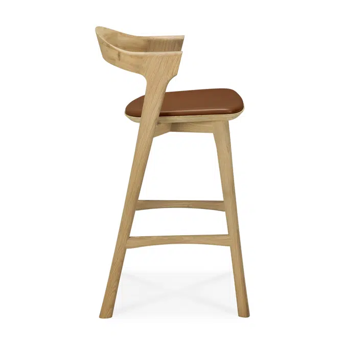 Bok counter stool - varnished oak - Cognac leather - 50x50x93 cm