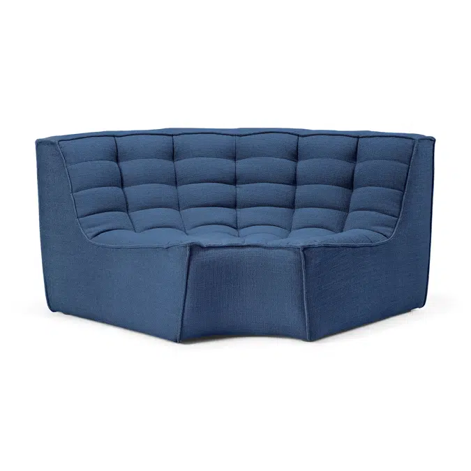 N701 modular sofa - Blue fabric - 90° round corner - 120x120x76 cm
