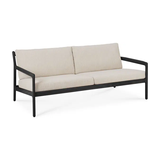 Jack outdoor sofa - varnished teak - black - Natural fabric - 2+ seater - 180x90x74 cm