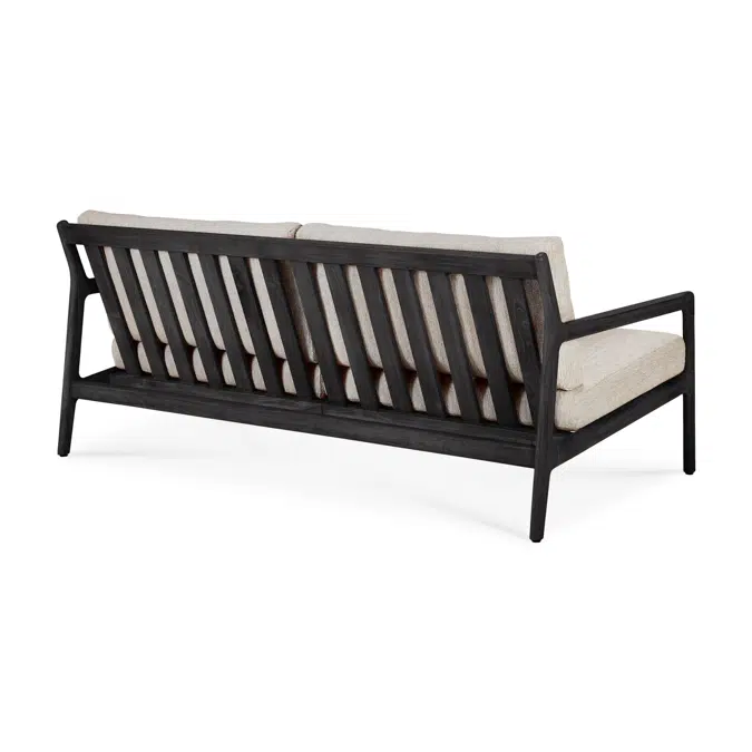 Jack outdoor sofa - varnished teak - black - Natural fabric - 2+ seater - 180x90x74 cm