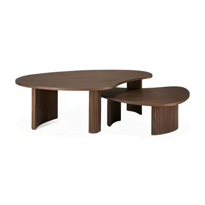 Image for Boomerang coffee table - varnished teak - brown - pebble shape - 90x61x29 cm