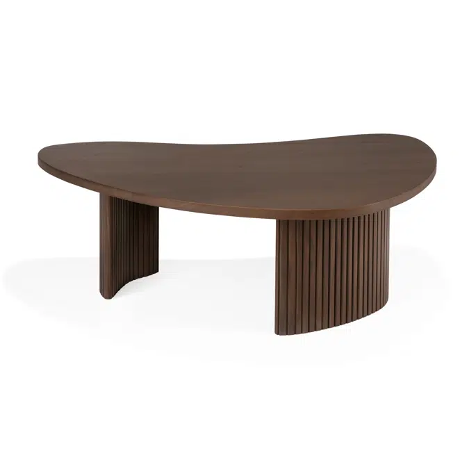 Boomerang coffee table - varnished teak - brown - pebble shape - 90x61x29 cm