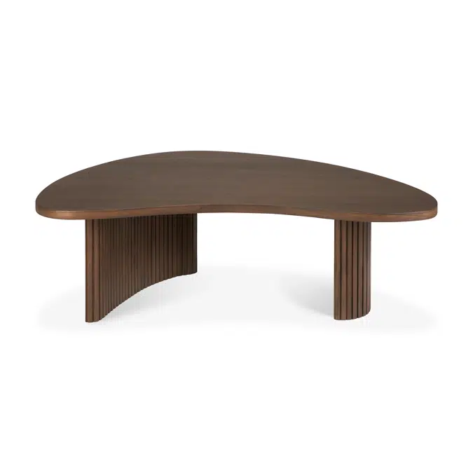 Boomerang coffee table - varnished teak - brown - pebble shape - 90x61x29 cm
