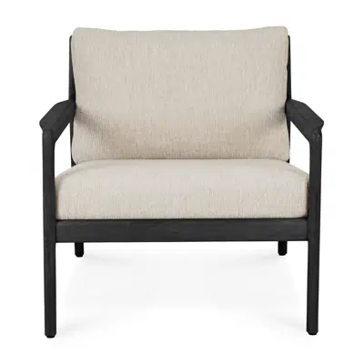 Image for Jack outdoor lounge chair - varnished teak - black - Natural fabric - 76x90x74 cm