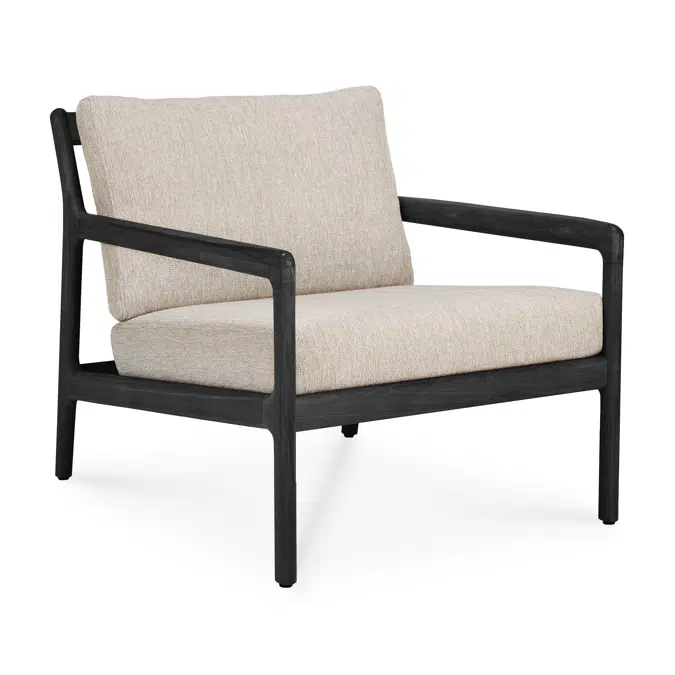 Jack outdoor lounge chair - varnished teak - black - Natural fabric - 76x90x74 cm