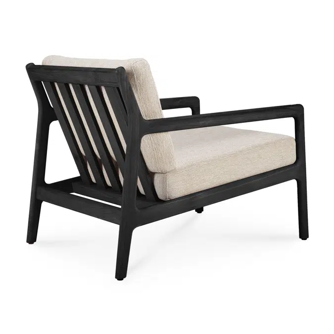 Jack outdoor lounge chair - varnished teak - black - Natural fabric - 76x90x74 cm