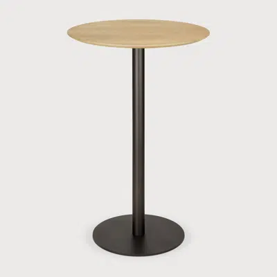 Image for Blend bar table - varnished oak top - Dark Bronze base - round  70x70x108 cm