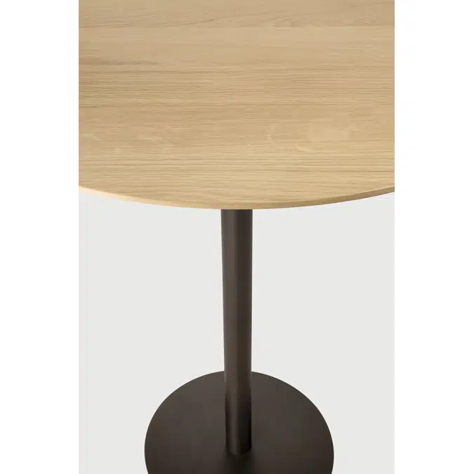Blend bar table - varnished oak top - Dark Bronze base - round  70x70x108 cm