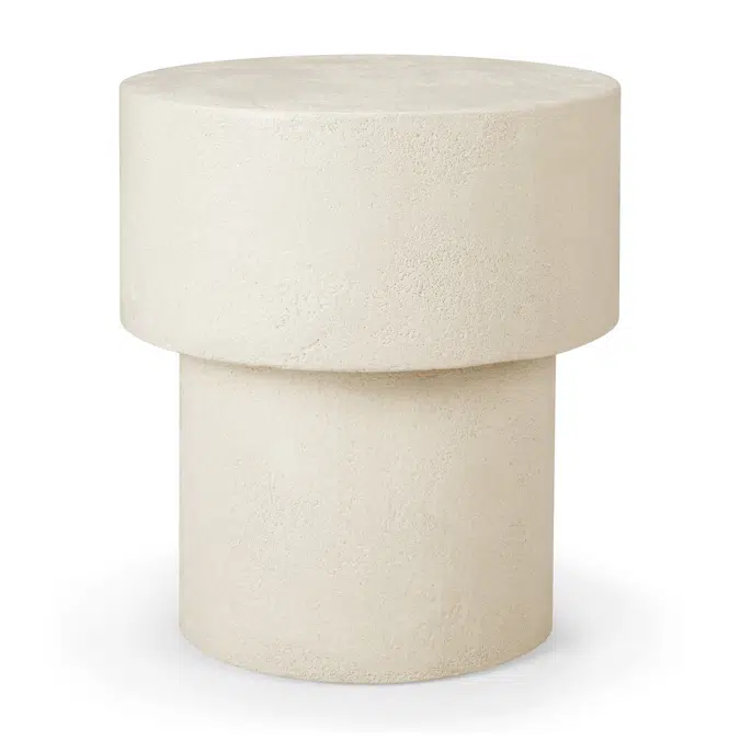 Elements side table - varnished Microcement - Off White - mushroom shape - 41x41x47 cm