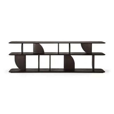 Image for Geometric sofa console - varnished teak - dark brown - 210x35x67 cm