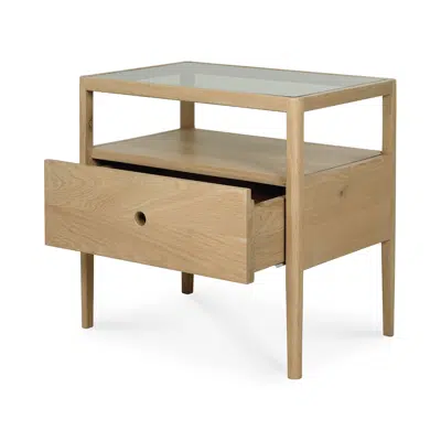 Image for Spindle bedside table - oak - 1 drawer - 55x35x52 cm