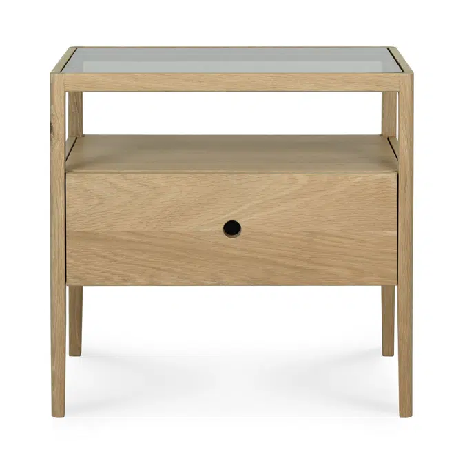 Spindle bedside table - oak - 1 drawer - 55x35x52 cm