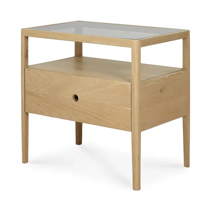 Spindle bedside table - oak - 1 drawer - 55x35x52 cm