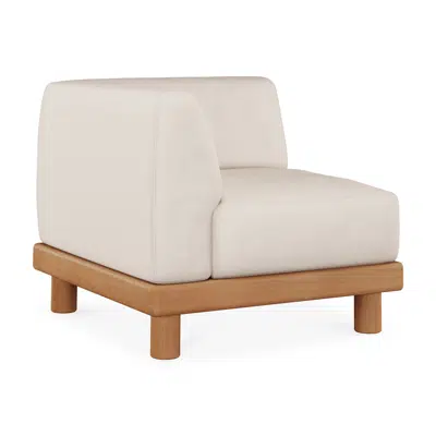 Image for Monocle outdoor modular sofa - teak - White fabric - end seater with L arm - 83 x 83 x 72 cm