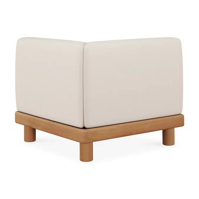 Monocle outdoor modular sofa - teak - White fabric - end seater with L arm - 83 x 83 x 72 cm