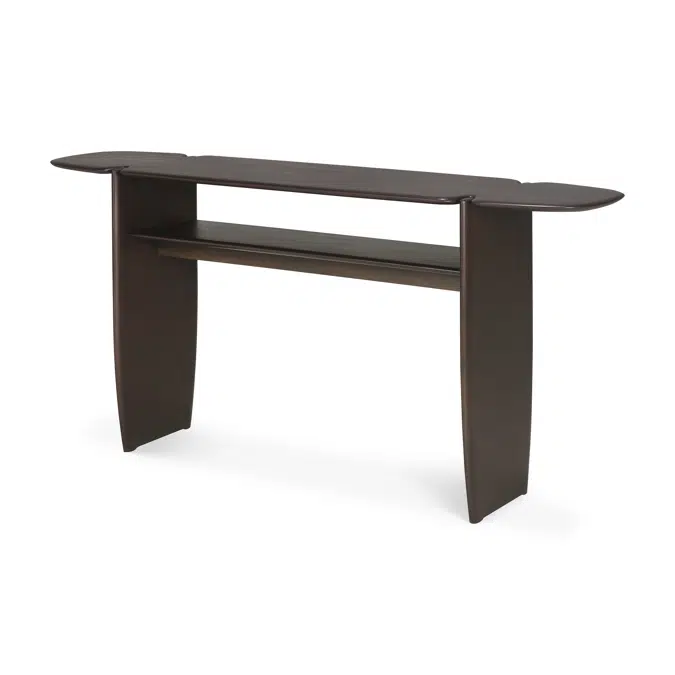 PI console - varnished mahogany - dark brown - 2 legs - 160x40x75 cm