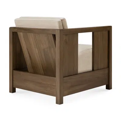 Image for Roan lounge chair - varnished teak - wild brown - Flax fabric 60x70x65 cm
