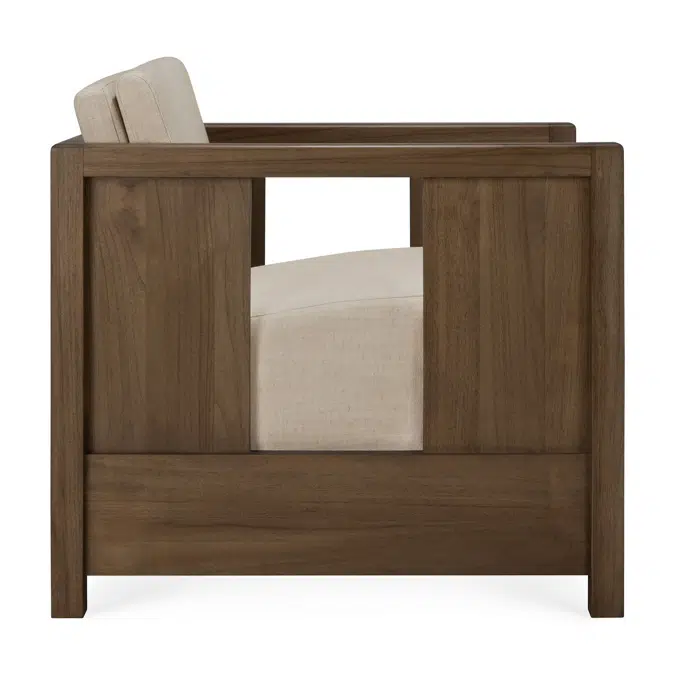 Roan lounge chair - varnished teak - wild brown - Flax fabric 60x70x65 cm