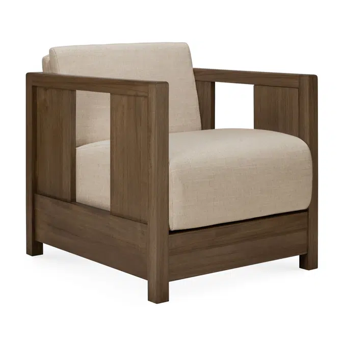 Roan lounge chair - varnished teak - wild brown - Flax fabric 60x70x65 cm