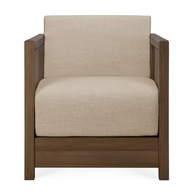 Roan lounge chair - varnished teak - wild brown - Flax fabric 60x70x65 cm