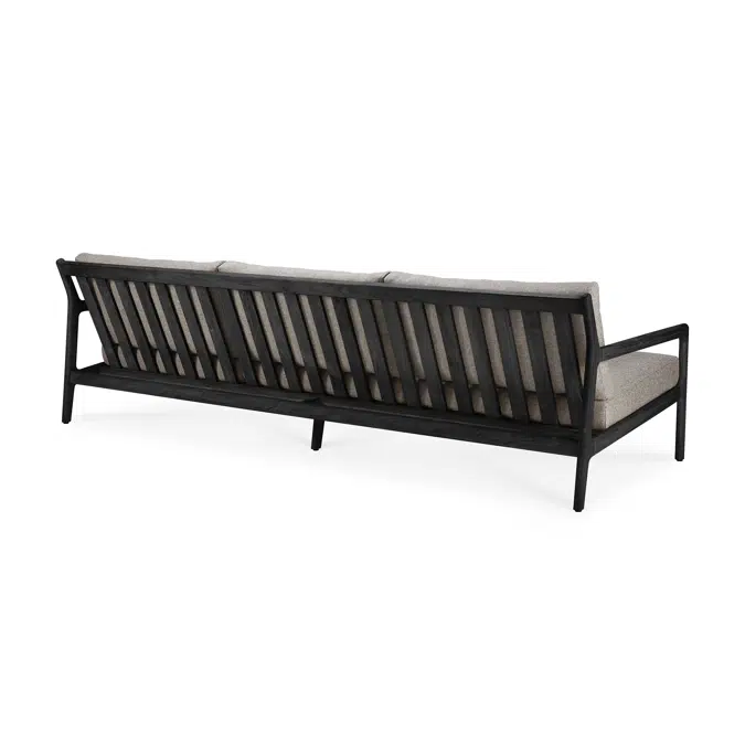 Jack outdoor sofa - varnished teak - black - Mocha fabric - 3+ seater - 265x90x74 cm
