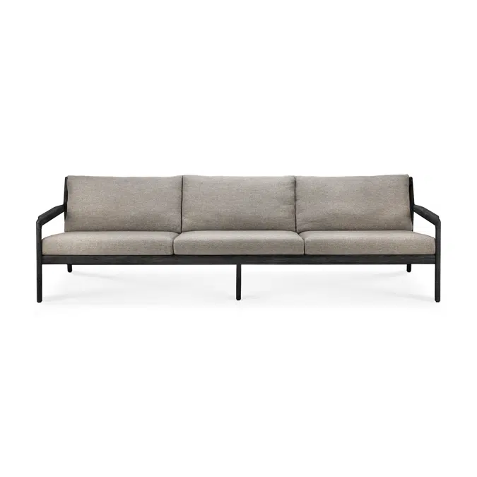 Jack outdoor sofa - varnished teak - black - Mocha fabric - 3+ seater - 265x90x74 cm