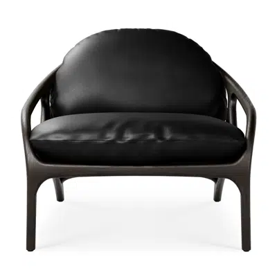 Image for Vime lounge chair - varnished teak - dark brown - dark brown leather - black leather - 84 x 93 x 69 cm
