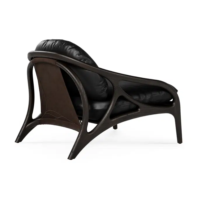 Vime lounge chair - varnished teak - dark brown - dark brown leather - black leather - 84 x 93 x 69 cm