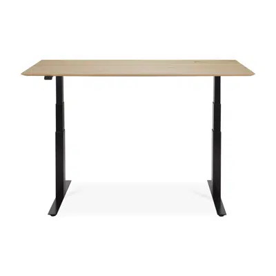 Image for Bok adjustable desk - varnished oak top - black base - rectangular - with cable management - US - 160x80x64-130 cm