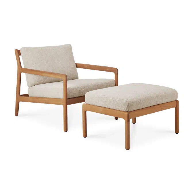 Jack outdoor footstool - teak - Natural fabric - 71x54x41 cm