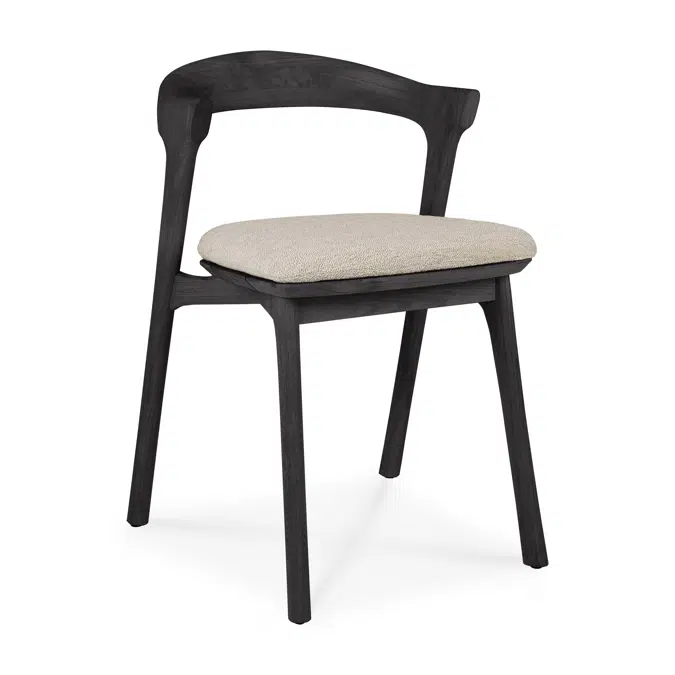 Bok outdoor chair - varnished teak - black - Natural fabric - 50x54x76 cm