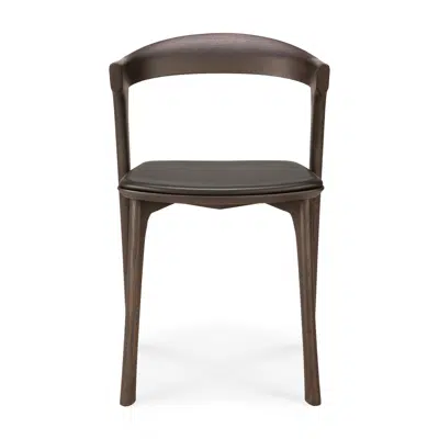 Image for Bok chair - varnished oak - brown - Brown leather - 50x54x76 cm