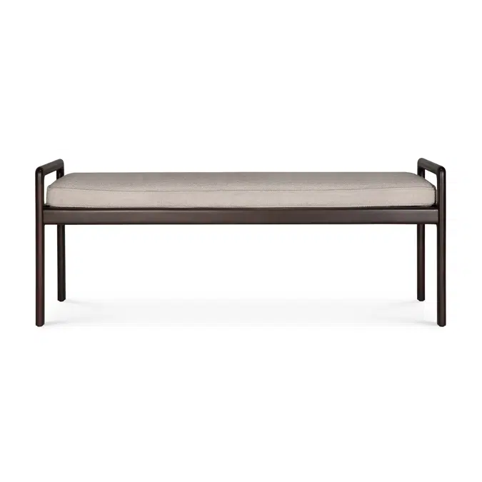 Jack bench - varnished mahogany - dark brown - Ivory fabric - 150x41x59 cm