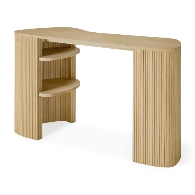 Roller Max desk - varnished oak - pebble shape 137x52x78 cm