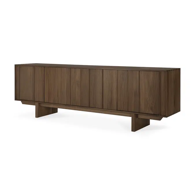 Pillar sideboard - varnished teak - wild brown - 4 doors - 220x45x70 cm