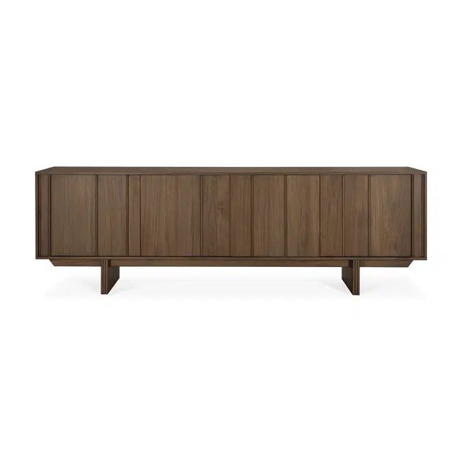 Pillar sideboard - varnished teak - wild brown - 4 doors - 220x45x70 cm