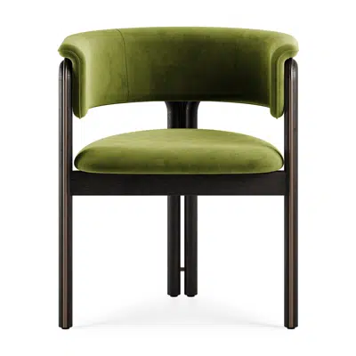 Image for Volita dining chair - varnished teak - dark brown - bronze coloured metal - green velvet - 60 x 55 x 70 cm