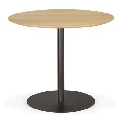 Image for Blend table - varnished oak top - Dark Bronze base - round - 90x90x76 cm