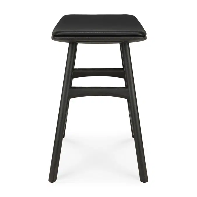 Osso stool - varnished oak - black - Black leather - 50x33x51 cm