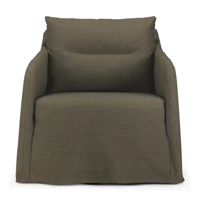 Weave lounge chair - Green fabric - removable cover - swivel base - 80 x 87 x 77 cm