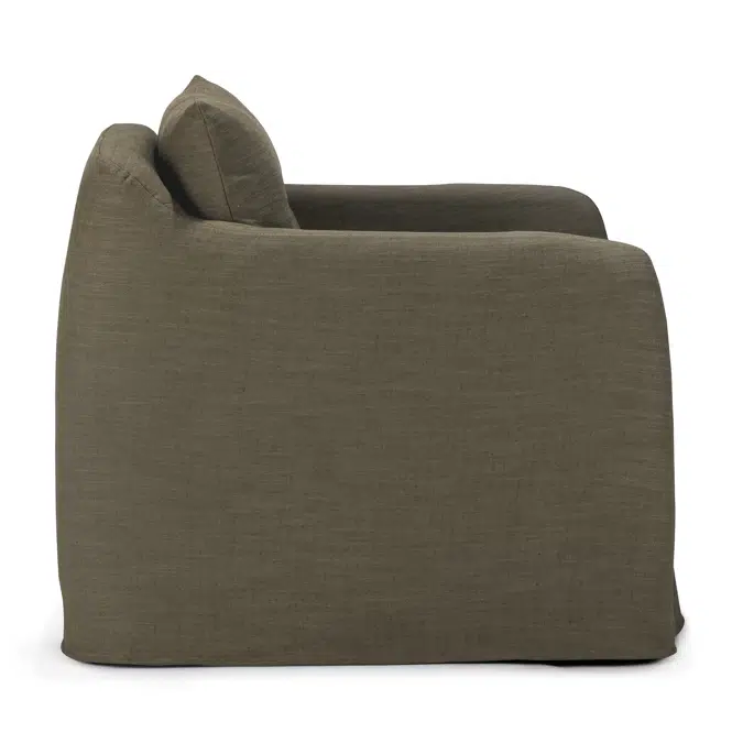 Weave lounge chair - Green fabric - removable cover - swivel base - 80 x 87 x 77 cm