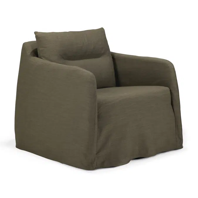 Weave lounge chair - Green fabric - removable cover - swivel base - 80 x 87 x 77 cm