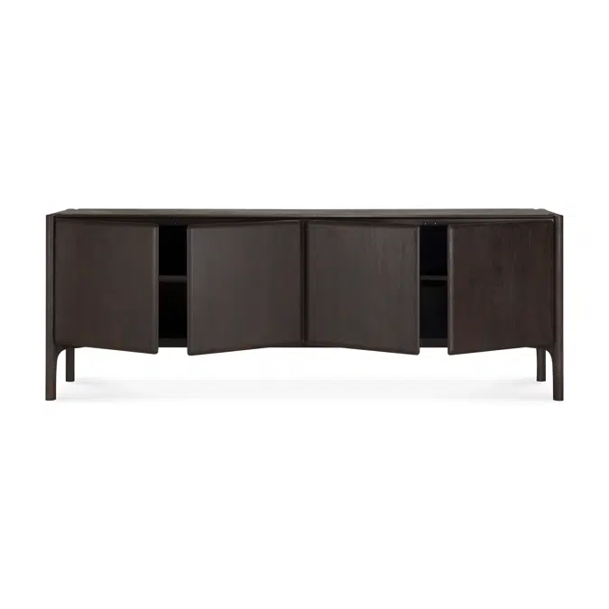 PI sideboard - varnished teak - dark brown - 4 doors - 230x45x83 cm