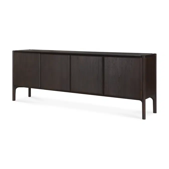 PI sideboard - varnished teak - dark brown - 4 doors - 230x45x83 cm