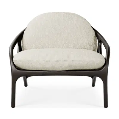 Image for Vime lounge chair - varnished teak - dark brown - dark brown leather - beige bouclé - 84 x 93 x 69 cm