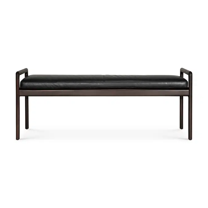Jack bench - varnished mahogany - dark brown - Carbone leather - 150x41x59 cm