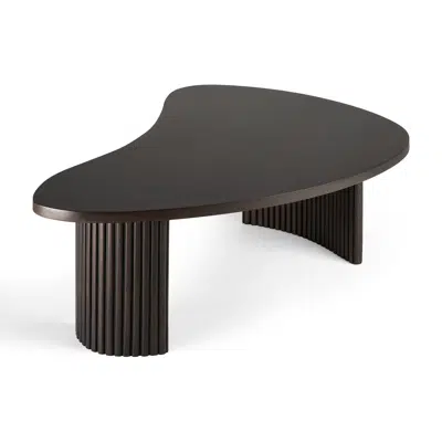 Image for Boomerang coffee table - varnished mahogany - dark brown - pebble shape - 90x61x29 cm
