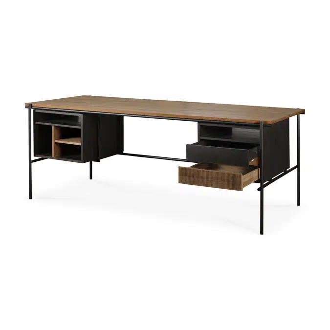 Oscar desk - teak - 2 drawers - rectangular - 200x90x76 cm