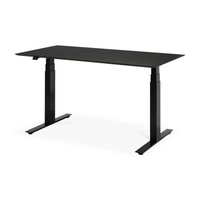 Image for Bok adjustable desk - varnished oak black top - black base - rectangular - with cable management - US - 140x70x64-130 cm
